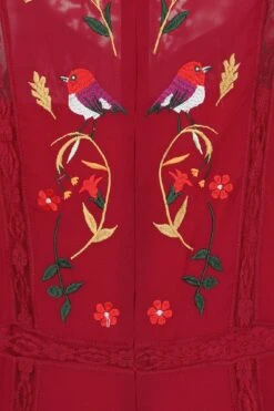 Farley Burgundy Woodland Embroidered Maxi Dress -Frock And Frill US Farley Burgundy Woodland Embroidered Maxi Dress 1