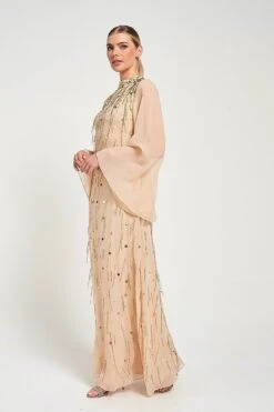 Faye Embellished Maxi Dress -Frock And Frill US Faye Nude Gold Embellished Maxi Dress 6