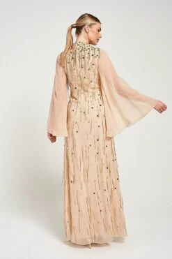 Faye Embellished Maxi Dress -Frock And Frill US Faye Nude Gold Embellished Maxi Dress 9