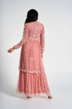 Florence Blush Floral Embellished Maxi Dress -Frock And Frill US Florence Blush Floral Embellished Maxi Dress 1