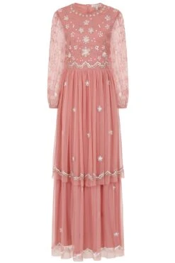 Florence Blush Floral Embellished Maxi Dress -Frock And Frill US Florence Blush Floral Embellished Maxi Dress 2
