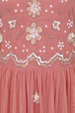 Florence Blush Floral Embellished Maxi Dress -Frock And Frill US Florence Blush Floral Embellished Maxi Dress 3