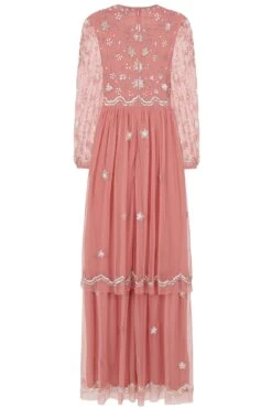 Florence Blush Floral Embellished Maxi Dress -Frock And Frill US Florence Blush Floral Embellished Maxi Dress 4