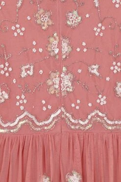 Florence Blush Floral Embellished Maxi Dress -Frock And Frill US Florence Blush Floral Embellished Maxi Dress 5