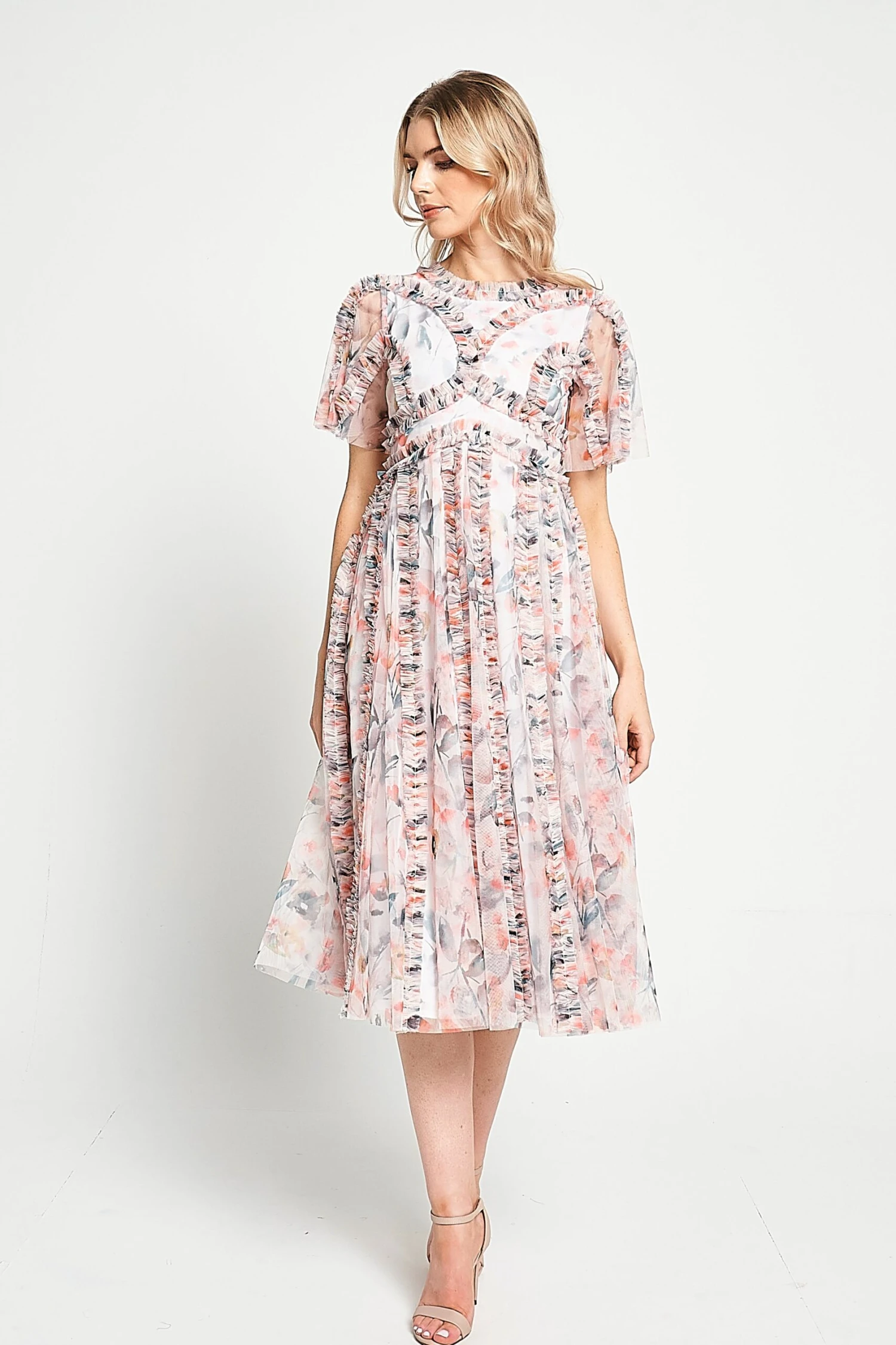 Florentina Floral Print Ruffled Midi Dress - Image 4