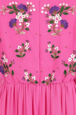 Freya Pink Floral Embroidered Midaxi Dress -Frock And Frill US Freya Pink Floral Embroidered Midaxi Dress 7