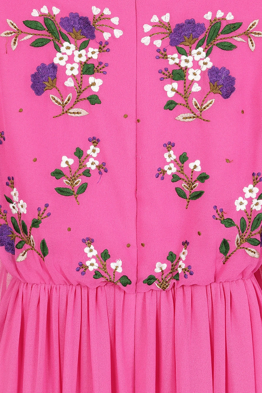 Freya Pink Floral Embroidered Midaxi Dress - Image 10