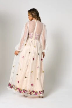 Gaia Champagne Floral Embroidered Maxi Dress -Frock And Frill US Gaia Champagne Floral Embroidered Maxi Dress 25