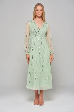 Geneva Green Sequin Midi Dress -Frock And Frill US Geneva Green Sequin Midi Dress 5