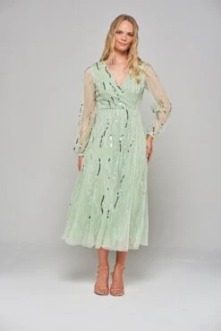 Geneva Green Sequin Midi Dress -Frock And Frill US Geneva Green Sequin Midi Dress 7