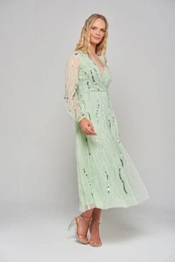 Geneva Green Sequin Midi Dress -Frock And Frill US Geneva Green Sequin Midi Dress 8