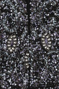 Henrietta Black Embellished Cape Sleeve Maxi Dress -Frock And Frill US Henrietta Black Embellished Maxi Dress 5