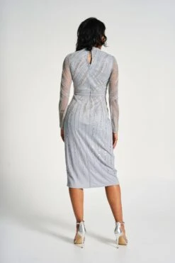 Hermia Grey Embellished Midi Dress -Frock And Frill US Hermia Grey Embellished Midi Dress 1