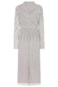 Hermia Grey Embellished Midi Dress -Frock And Frill US Hermia Grey Embellished Midi Dress 4