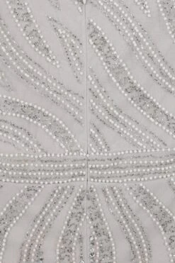 Hermia Grey Embellished Midi Dress -Frock And Frill US Hermia Grey Embellished Midi Dress 5