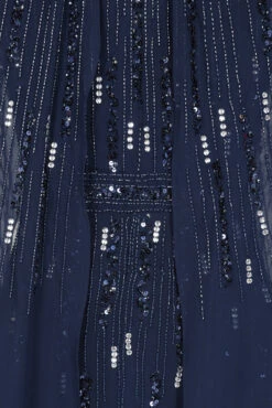 Ida Navy Embellished Maxi Dress With Cape Sleeves -Frock And Frill US Ida Navy Embellished Cape Maxi Dress 14