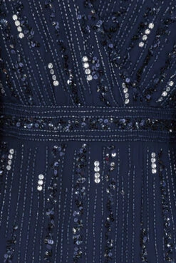 Ida Navy Embellished Maxi Dress With Cape Sleeves -Frock And Frill US Ida Navy Embellished Cape Maxi Dress 16
