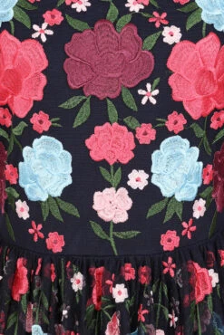 Iris Navy Floral Embroidered Maxi Dress -Frock And Frill US Iris Navy Floral Embroidered Maxi Dress 8
