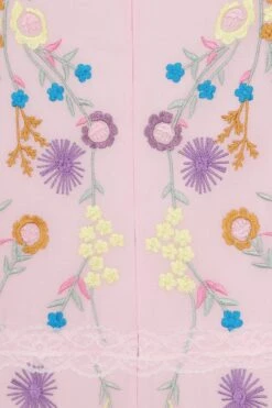 Irisa Pink Embroidered Button Through Maxi Dress -Frock And Frill US Irisa Pink Button Through Embroidered Maxi Dress 1