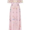 Irisa Pink Embroidered Button Through Maxi Dress