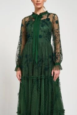 Ivy Green Floral Embroidered Maxi Dress 12 Ivy Green Floral Embroidered Maxi Dress -Frock And Frill US Ivy Green Embroidered Maxi Dress 1