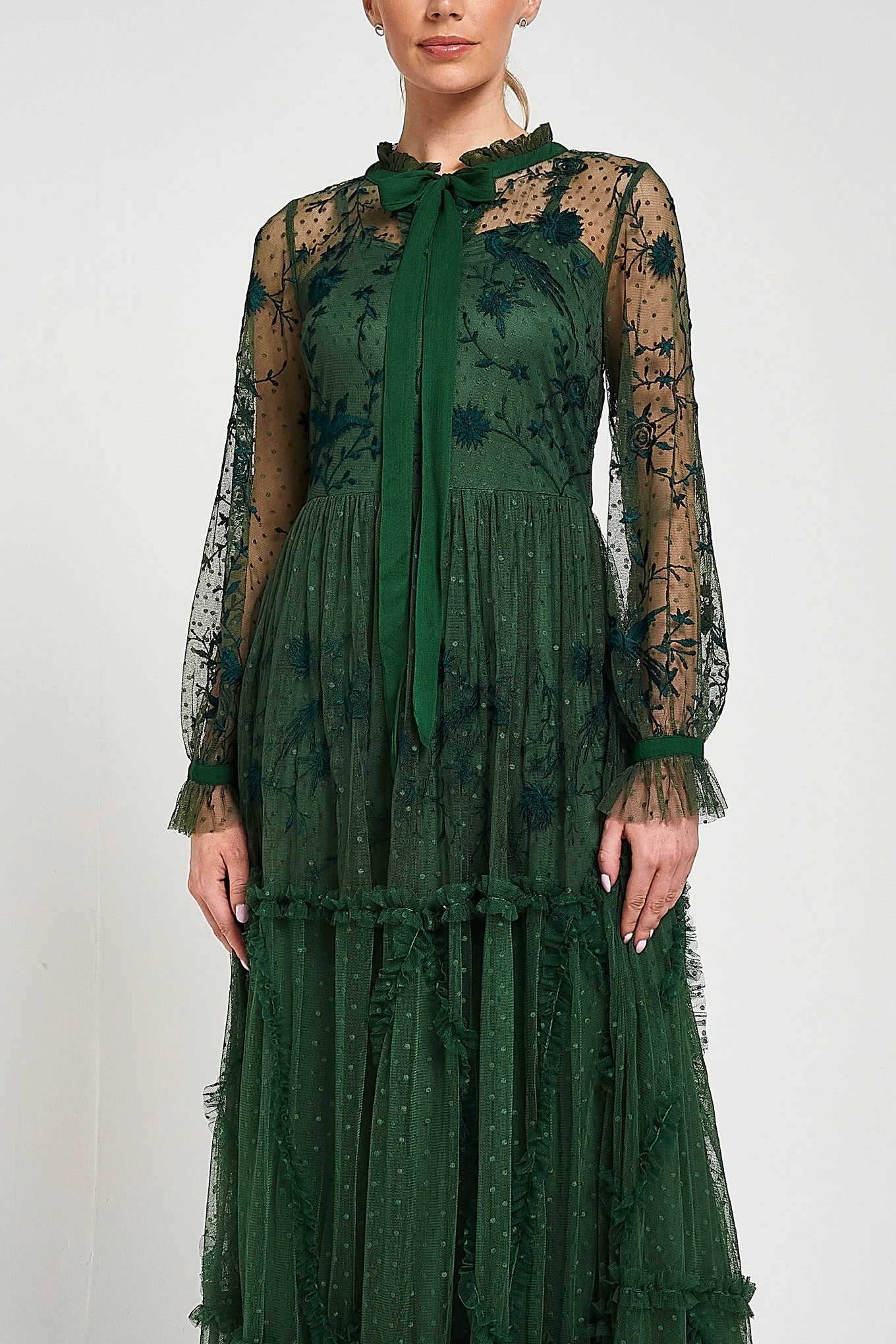 Ivy Green Floral Embroidered Maxi Dress 3 Ivy Green Floral Embroidered Maxi Dress - Image 3