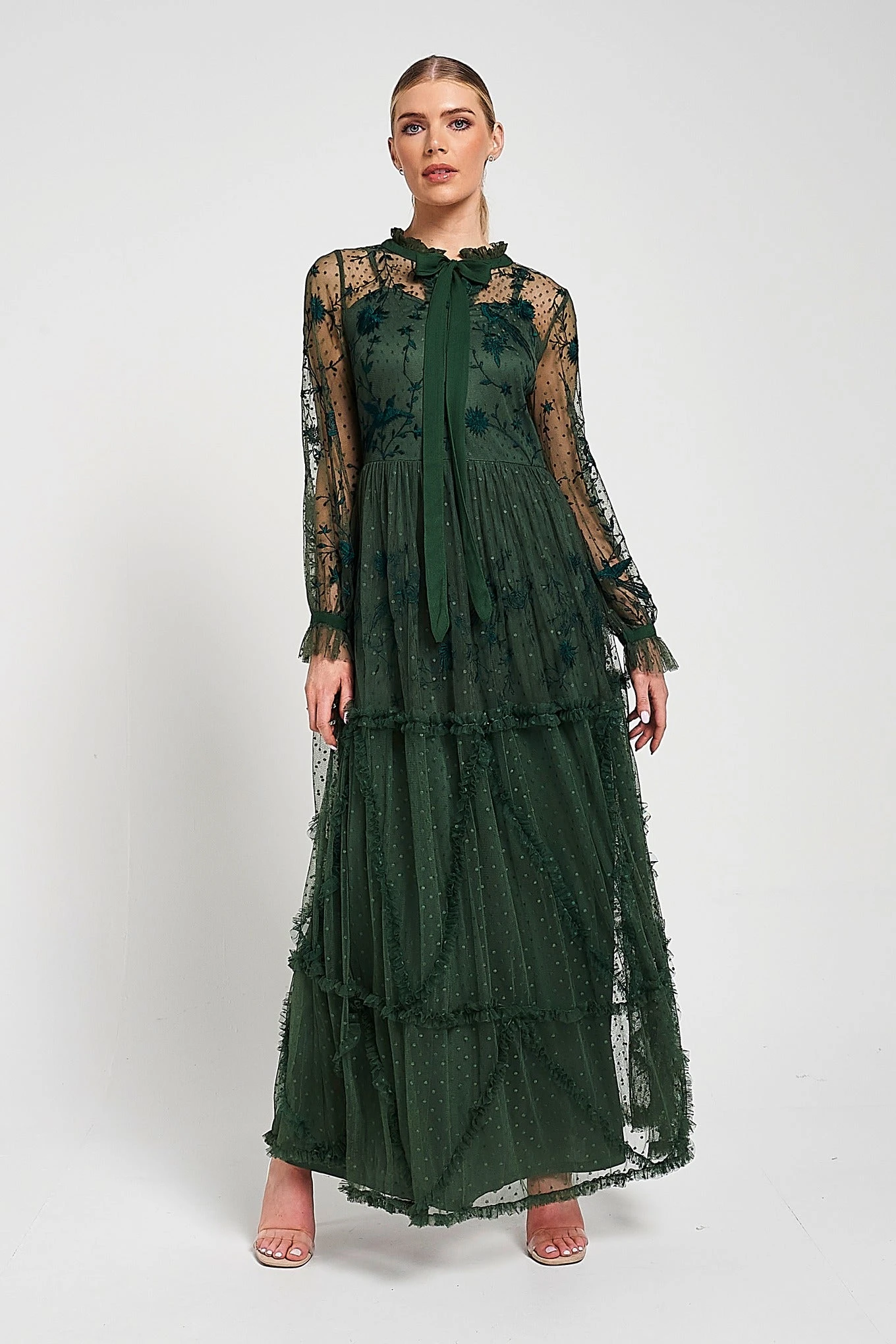 Ivy Green Floral Embroidered Maxi Dress 4 Ivy Green Floral Embroidered Maxi Dress - Image 4