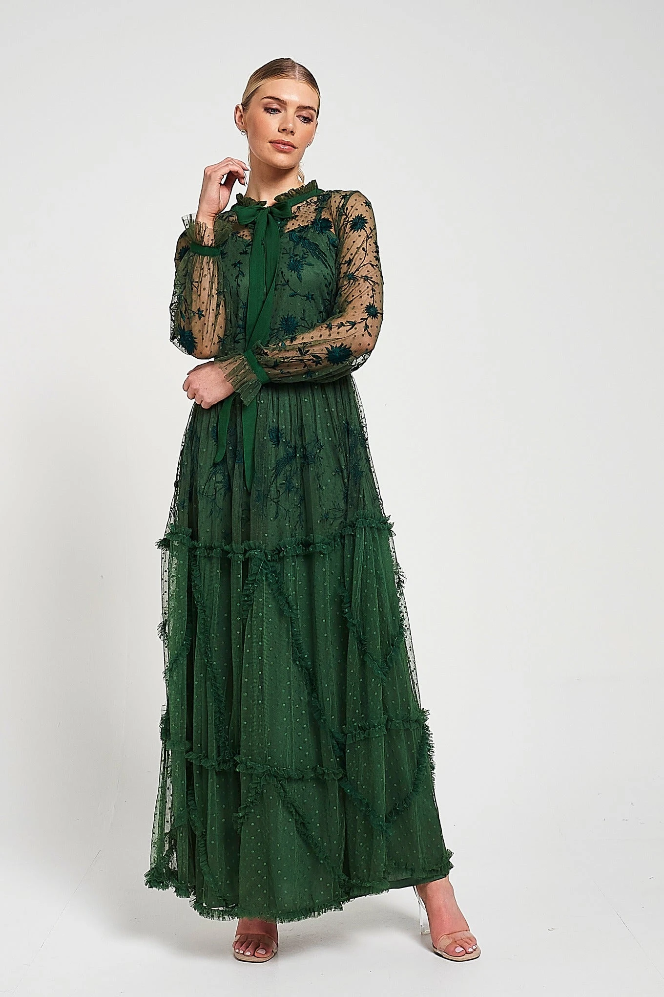 Ivy Green Floral Embroidered Maxi Dress 1 Ivy Green Floral Embroidered Maxi Dress