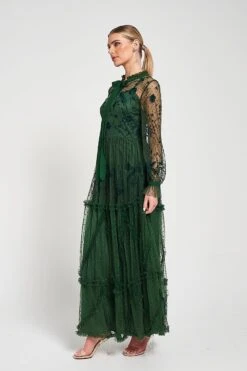 Ivy Green Floral Embroidered Maxi Dress 14 Ivy Green Floral Embroidered Maxi Dress -Frock And Frill US Ivy Green Embroidered Maxi Dress 7
