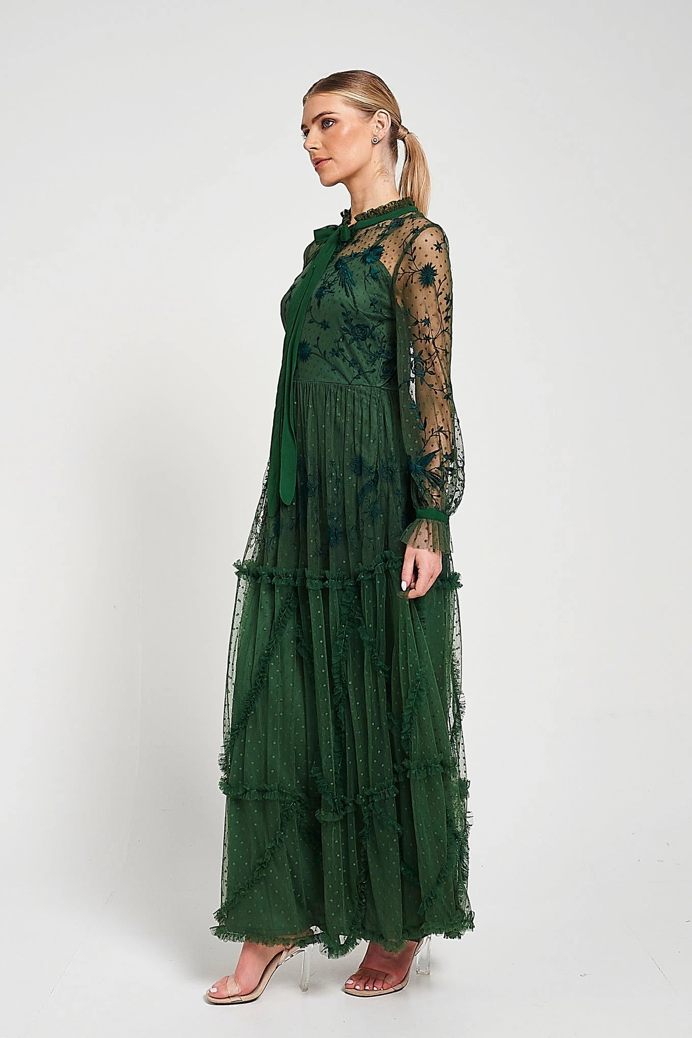 Ivy Green Floral Embroidered Maxi Dress 5 Ivy Green Floral Embroidered Maxi Dress - Image 5