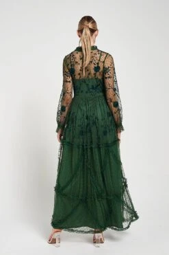 Ivy Green Floral Embroidered Maxi Dress 15 Ivy Green Floral Embroidered Maxi Dress -Frock And Frill US Ivy Green Embroidered Maxi Dress 8