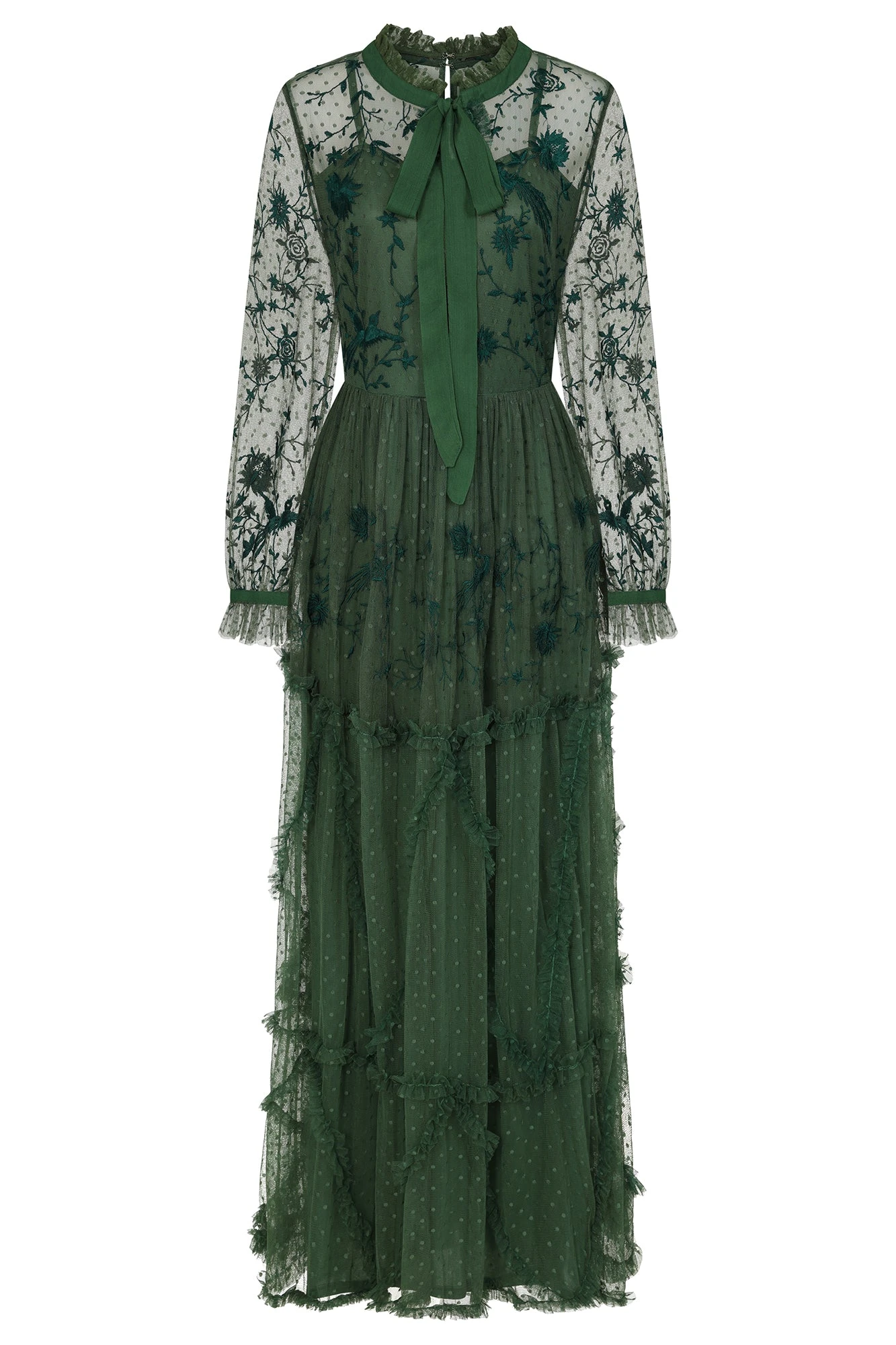 Ivy Green Floral Embroidered Maxi Dress 2 Ivy Green Floral Embroidered Maxi Dress - Image 2