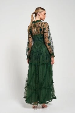 Ivy Green Floral Embroidered Maxi Dress 16 Ivy Green Floral Embroidered Maxi Dress -Frock And Frill US Ivy Green Embroidered Maxi Dress 9