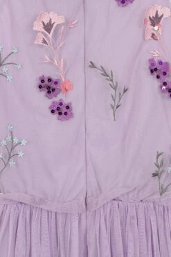 Jacinta Lilac Floral Embroidered Skater Dress -Frock And Frill US Jacinta Lilac Embroidered Dress 10