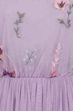 Jacinta Lilac Floral Embroidered Skater Dress -Frock And Frill US Jacinta Lilac Embroidered Dress 12