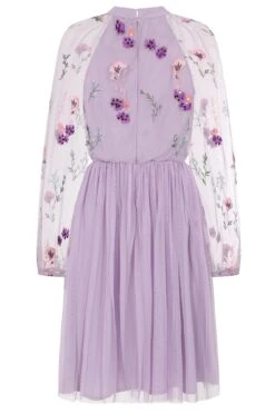 Jacinta Lilac Floral Embroidered Skater Dress -Frock And Frill US Jacinta Lilac Embroidered Dress 13