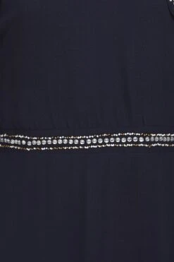 Jacqueline Navy Embellished Cape Sleeve Maxi Dress -Frock And Frill US Jacqueline Navy Embellished Cape Maxi Dress 12