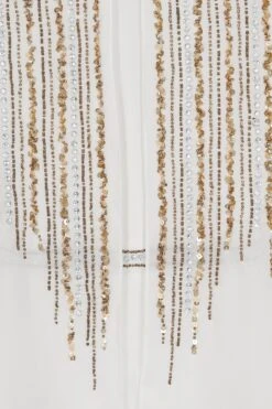 Jacqueline White Embellished Cape Sleeve Maxi Dress -Frock And Frill US Jacqueline White Embellished Cape Maxi Dress 2