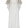Jacqueline White Embellished Cape Sleeve Maxi Dress