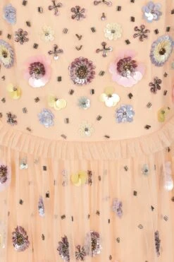 Jalin Almond Floral Embellished Square Neck Midi Dress -Frock And Frill US Jalin Almond Sequin Midi Dress 3