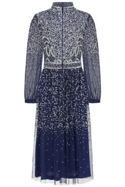 Jeanne Navy Embellished Midi Dress -Frock And Frill US Jeanne Navy Embellished Midi Dress 4