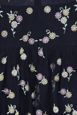 Jemima Navy Daisy Embroidered Tiered Maxi Dress -Frock And Frill US Jemima Navy Floral Maxi Dress 5