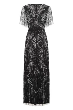 Josephine Black Embellished Maxi Dress -Frock And Frill US Josephine Black Embellished Maxi Dress. 4