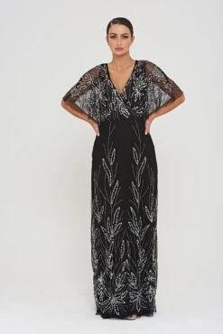 Josephine Black Embellished Maxi Dress -Frock And Frill US Josephine Black Embellished Maxi Dress 2