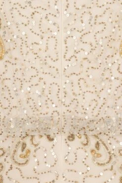 Judith Cream Embellished Maxi Dress With Batwing Sleeves -Frock And Frill US Judith Cream Embellished Maxi Dress 2