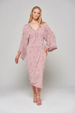 Julia Blush Embellished Midaxi Dress With Oversized Sleeves -Frock And Frill US Julia Blush Midaxi Dress 2