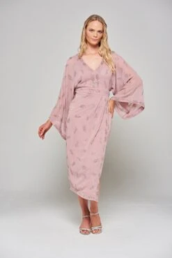Julia Blush Embellished Midaxi Dress With Oversized Sleeves -Frock And Frill US Julia Blush Midaxi Dress 5