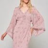 Julia Blush Embellished Midaxi Dress With Oversized Sleeves