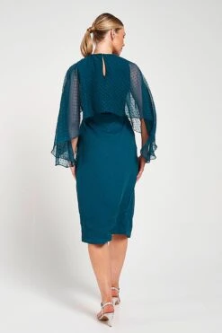 Juliet Blue Cape Detail Midi Dress -Frock And Frill US Juliet Blue Midi Dress 11