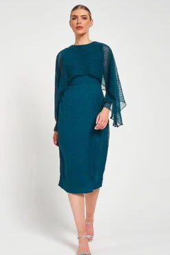 Juliet Blue Cape Detail Midi Dress -Frock And Frill US Juliet Blue Midi Dress 13